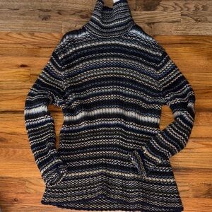 Vintage 90s GAP Navy, green and Cream Turtleneck Sweater cozy oversized leisure